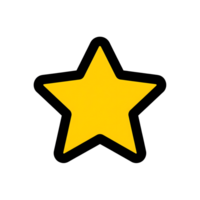 Yellow Star Icon Bold Outline Simple Graphic isolated on a transparent background png