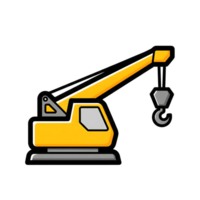 Yellow Crane Truck Icon Cartoon Style Illustration isolated on a transparent background png