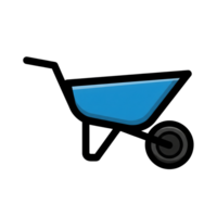 Simple Blue Wheelbarrow Icon Gardening Tool isolated on a transparent background png