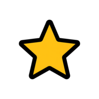 Yellow Star Icon Black Outline Simple Graphic isolated on a transparent background png