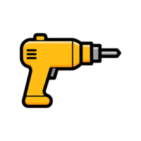 Yellow Cordless Drill Icon Tool Repair Construction Equipment isolated on a transparent background png