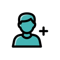 Teal Add User Icon Profile Avatar Person Sign isolated on a transparent background png
