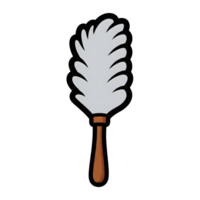 White Feather Duster Cleaning Tool Brown Handle icon isolated on a transparent background png