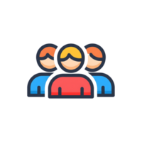 Three Colorful People Icons Group Red Blue Yellow Avatar isolated on a transparent background png