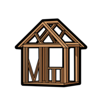 Wooden House Frame Construction Icon Brown Timber Home Building isolated on a transparent background png