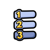 Yellow Gold Numbered List Three Steps Blue Rectangles icon isolated on a transparent background png