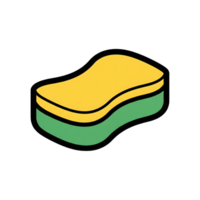 Yellow and Green Cleaning Sponge Icon isolated on a transparent background image png