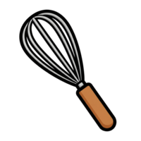 Silver Whisk Kitchen Utensil Brown Handle icon isolated on a transparent background png