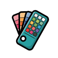Teal Color Palette Guide with Rainbow Swatches icon isolated on a transparent background png