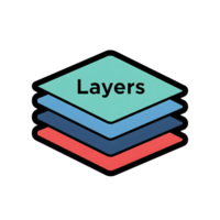 Stacked Layers Icon Teal Blue Red Graphic isolated on a transparent background image png