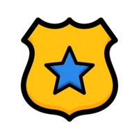Yellow Sheriff Badge Icon Blue Star Graphic isolated on a transparent background png