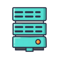 Teal Server Rack Icon Three Units Data Center Storage isolated on a transparent background png