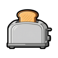 Silver Toaster with Golden Brown Toast Slice isolated on a transparent background png