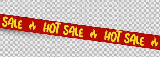Hot Sale Promo Ribbon, Red Tape for Discounts, Special Offers, Retail Promotions, E-commerce Banners, and Storefront Design. Illustration vector