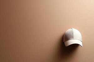 Beige Baseball Cap Mockup Clean, Minimalist Style on Neutral Background. photo