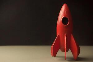Red Rocket Ship Ready for Launch A Conceptual Image of New Beginnings. photo