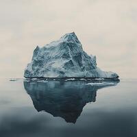 Majestic Iceberg Reflection in Calm Arctic Waters A Stunning Glacial Landscape. photo