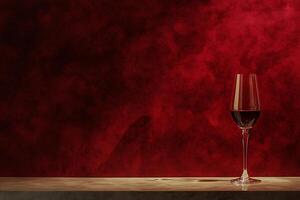 A Glass of Red Wine Against a Dramatic Red Background Perfect for Wine Lists, Restaurants, or Romantic Occasions. photo
