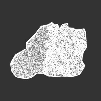 Fragment of wrinkled paper with jagged torn edges. Magazine-like texture with gritty dots and halftone effect, decorative collage scrap. vector