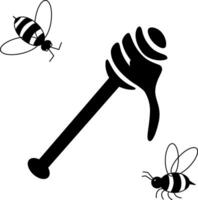 Honey dipper icon design. honey spoon . isolated on white background. illustration vector