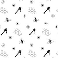 Honey and bee comb simple flowers seamless pattern. graphic line illustration. design for fashion graphics, textile prints, fabrics, wallpapers. For logo, web, package, sticker. vector
