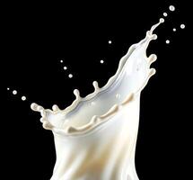 Milk Splash Isolated on Black Background photo