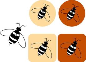 Bee icon. Bumblebee logotype. graphic line illustration. Honey bee illustration. Honeycomb hive symbol. Insect sign isolated. Sample poster, invitation, holiday banner, postcard. vector