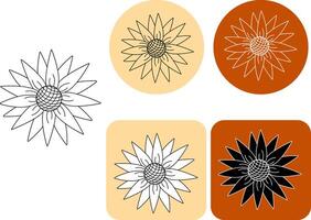 sunflower silhouette logotype. graphic line illustration. Banner, poster, wrapping paper, sticker, print, modern textile design. For logo, web, package, sticker. vector