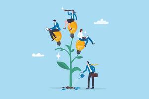 Business growth with light bulbs vector