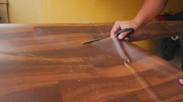 Cutting Wood Veneer with Scissors video
