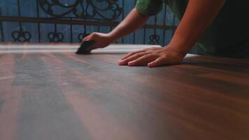 Cutting Material on a Wooden Table video