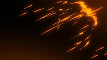 Stylized flame slash animation with orange flames on dark background. Handdrawn 2D looping effect for action or fantasy scenes. video