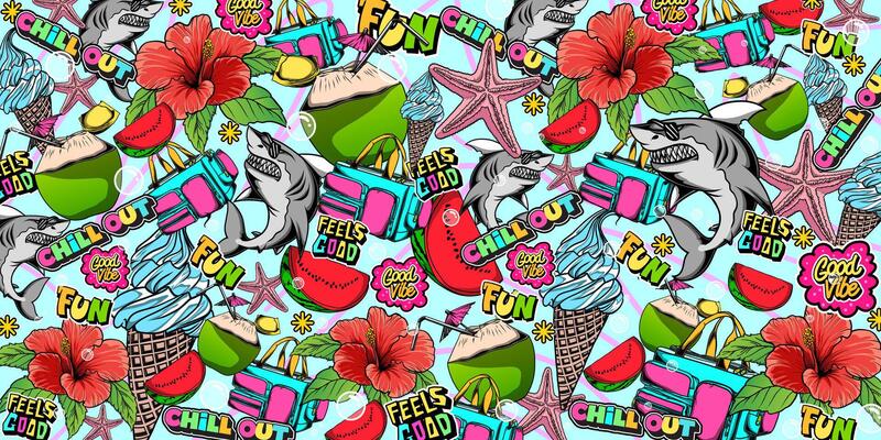 Summer holiday graffiti background and pattern design