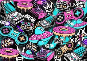 Gaming graffiti background illustration vector