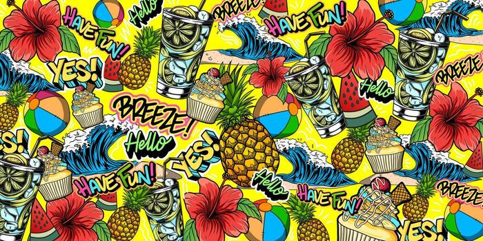 Summer background background design. Cool pattern of summer themed vector