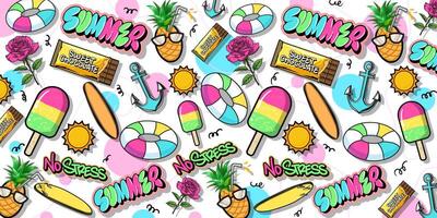 Summer background design pattern in graffiti style vector