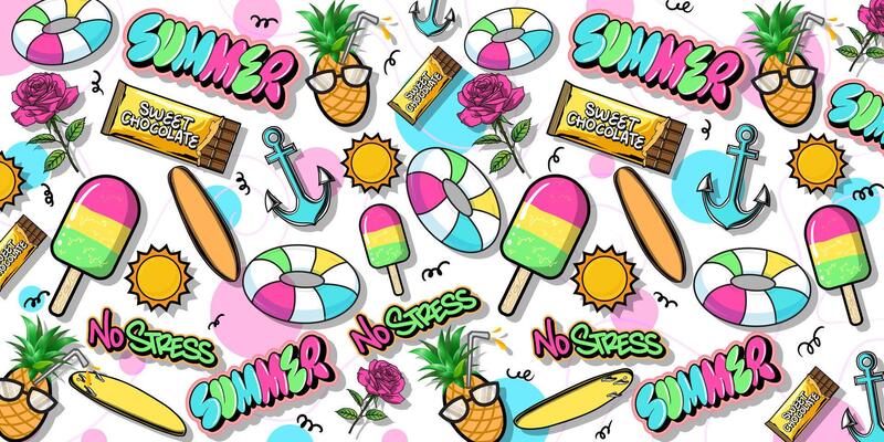 Summer background design pattern in graffiti style