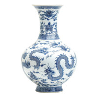 Porcelain Vase with Mythical Dragon Pattern Isolated on Transparent Background png