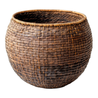 Vintage Tribal Basket with Burnt Texture and Organic Patterns Isolated on Transparent Background png