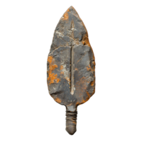 Prehistoric Flint Knapped Arrowhead Isolated on Transparent Background png