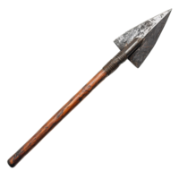 Rustic Zulu Spear with Forged Steel Head and Aged Wooden Shaft Isolated on Transparent Background png