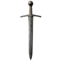 Knight Longsword with Classic Crossguard and Detailed Blade Texture Isolated on Transparent Background png