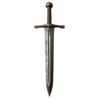 Claymore Broadsword with Ornate Hilt and Weathered Steel Blade on Transparent Background png