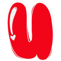 a red letter u with a heart on it png
