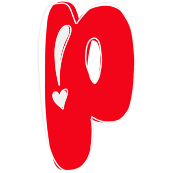 a carta p é uma vermelho coração com uma branco esboço png