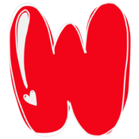 a red letter w with a heart on it png