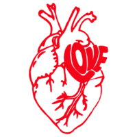 a heart with the word love in red on a transparent background png