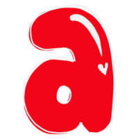 letter a red with a heart shape png