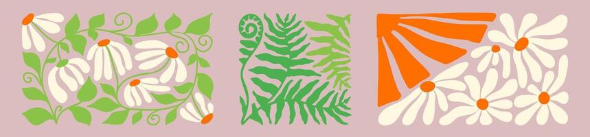 Dynamic floral waves in vintage style vector