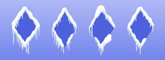 Versatile Snow-Capped Banners. Customizable rhombus Winter Ad Designs vector